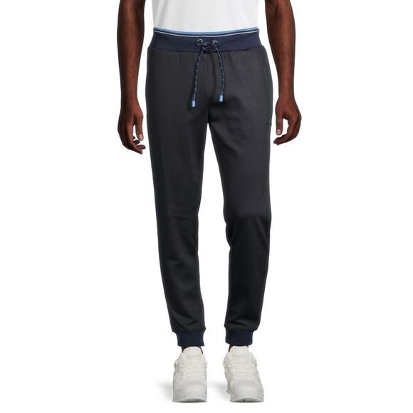 Ben Sherman Joggers Size Medium Sweatpants Zip Pockets Blue Black Herringbone - Picture 1 of 16